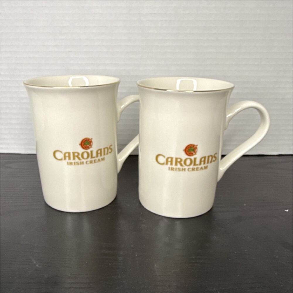 Carolans Irish Cream Distillery Beige Advertising Glasses Set of 2